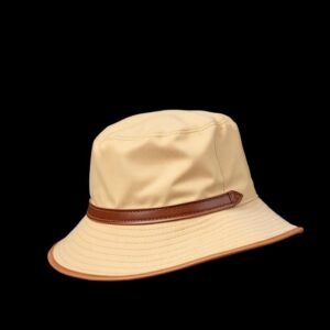 Leather Trim Bucket - Beige