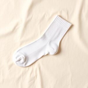 Premium White Crew Socks - Grey